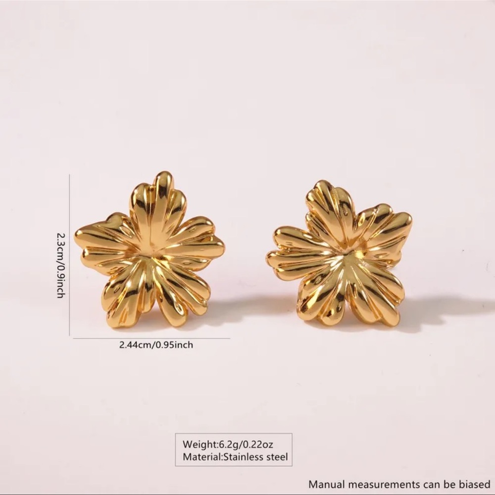 Gold Floral Stainless Steel Earrings